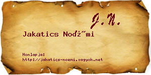 Jakatics Noémi névjegykártya